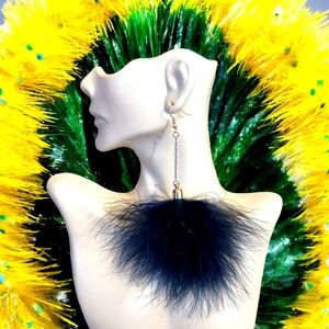 Black Feather Drop Earrings